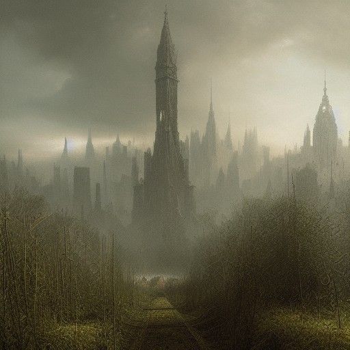 Overgrown City: A Detailed Matte Painting