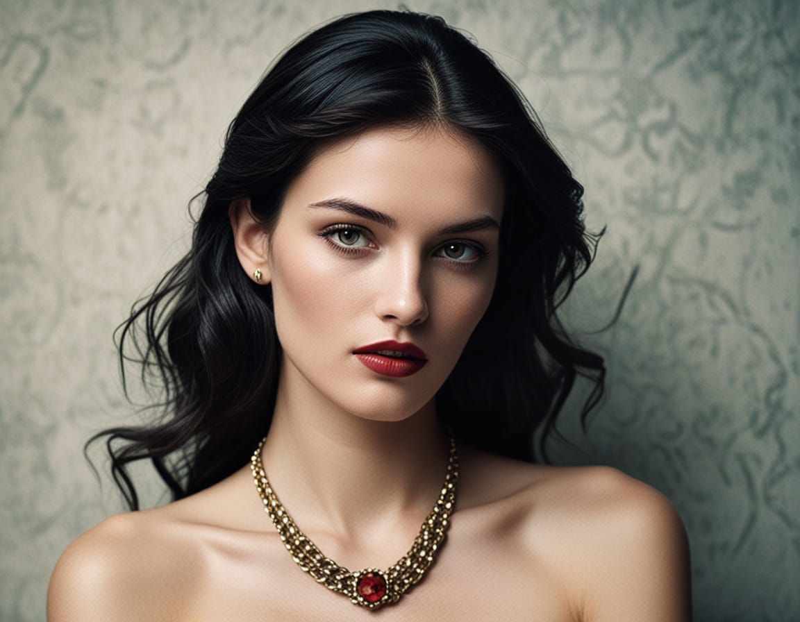 Elegant Brunette Woman in Dramatic Portrait