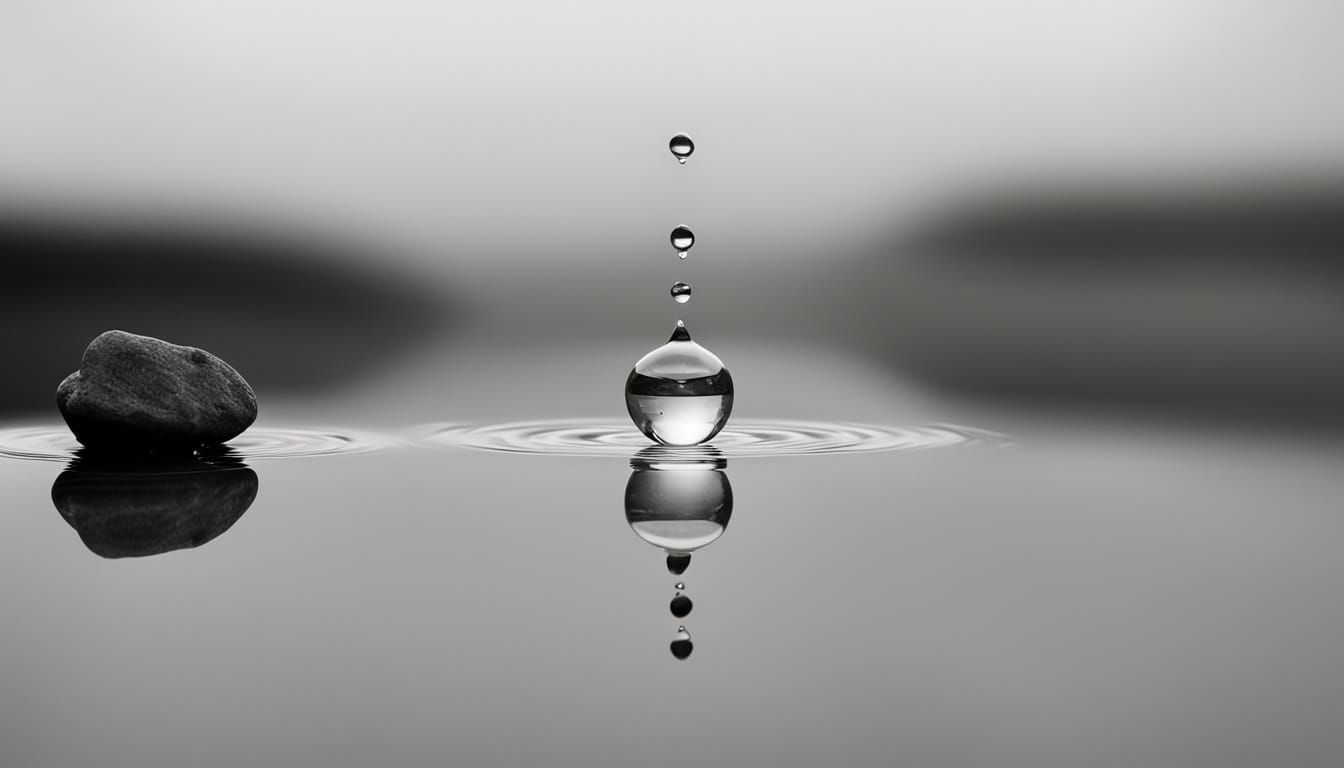 Water Droplet Eroding Stone Symbolizing Patience