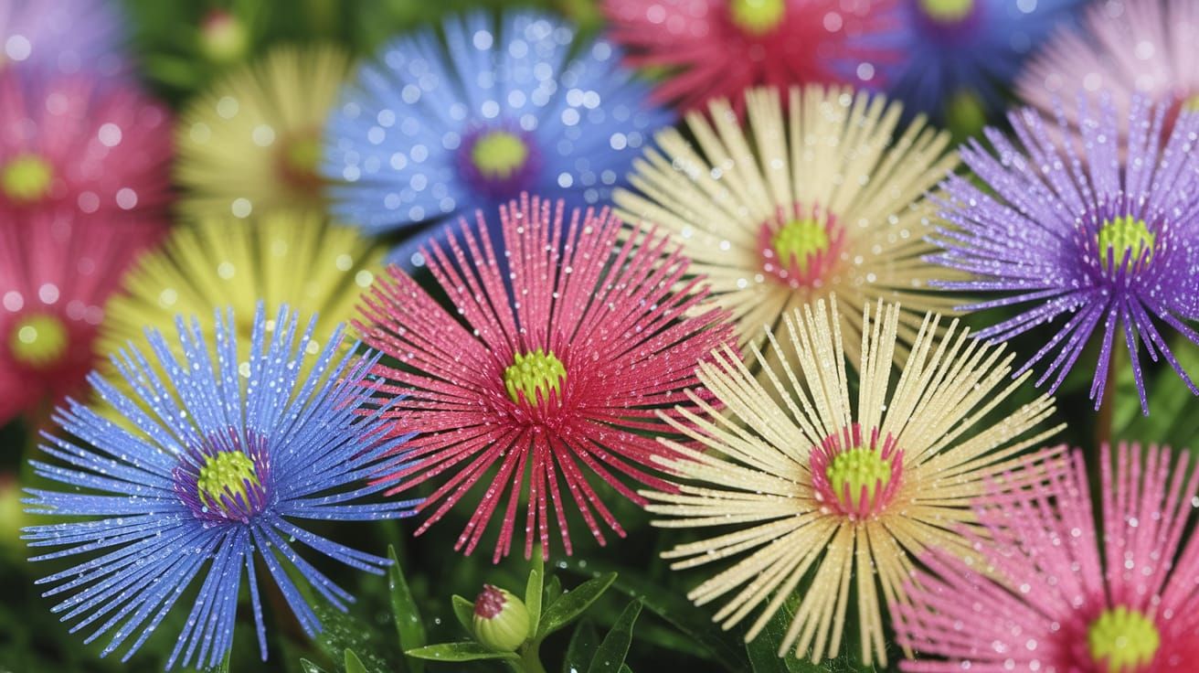 Vibrant Blooms in Morning Dew