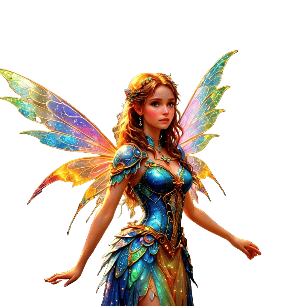 Fantasy Fairy with Sparkling Wings and Castle