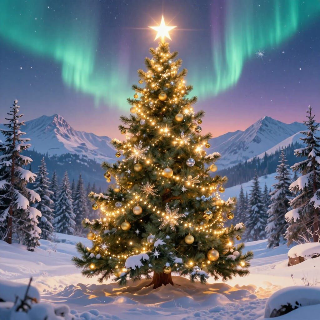 Radiant Christmas Tree in Epic Winter Landscape
