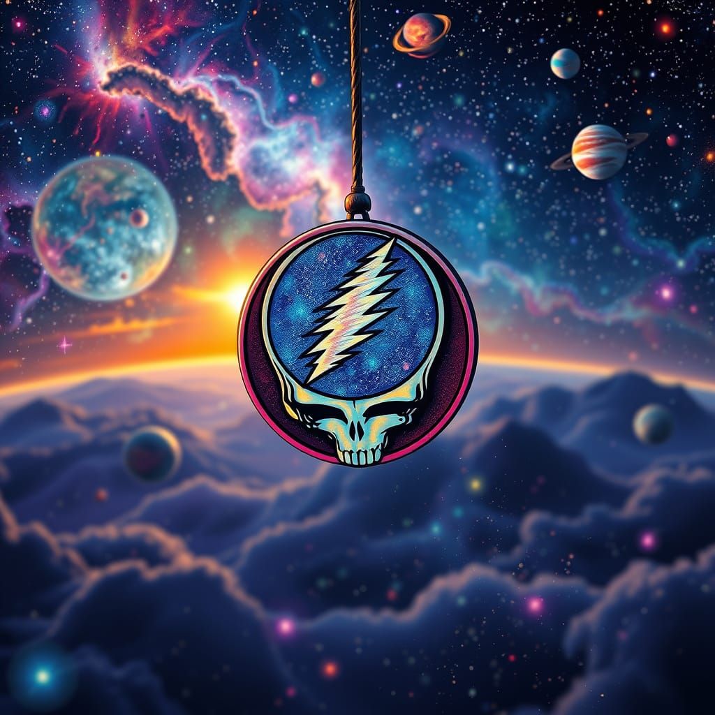 Grateful Dead Emblem in Psychedelic Galaxy Art
