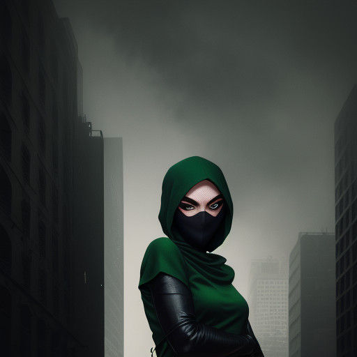 Ninja Spider Girl Climbs Urban City Wall in Moody Film Noir...