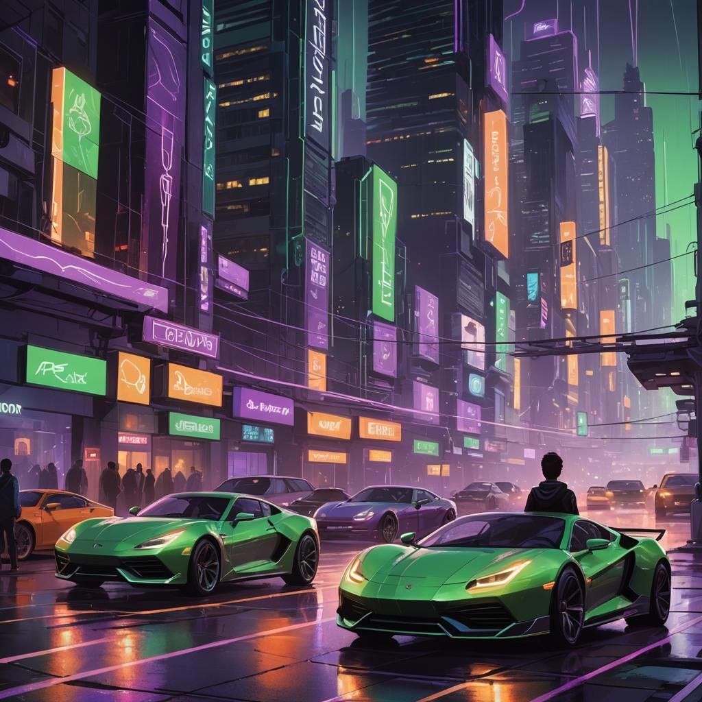 Boy Watches Portal to Digital Sports Car City