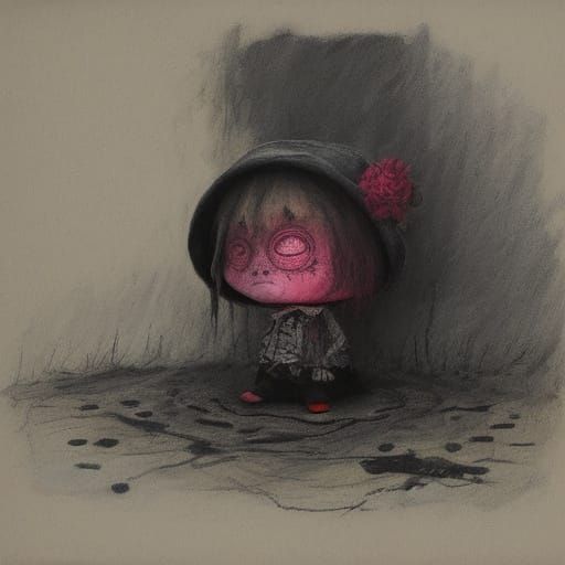 Gloomy Children's Masterpiece on Worn Paper