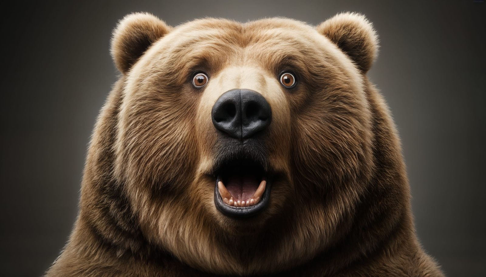 Surprised Obese Kodiak Bear Studio Portrait