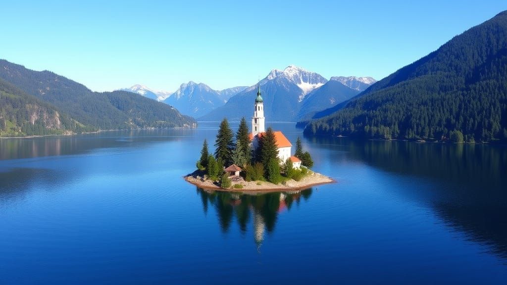 Christlieger, an island in the lake Königssee, Germany