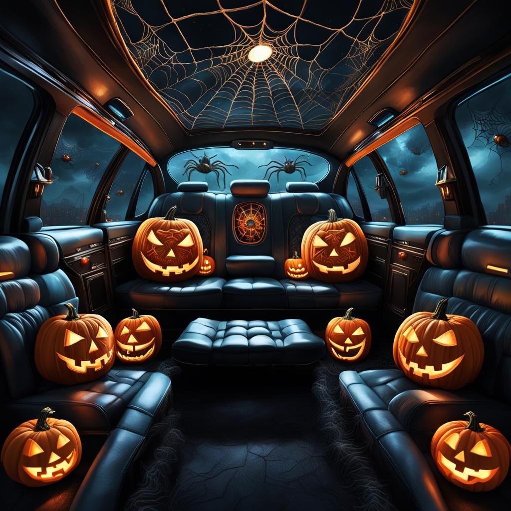 Halloween Limousine Interior in Dark Fantasy Style