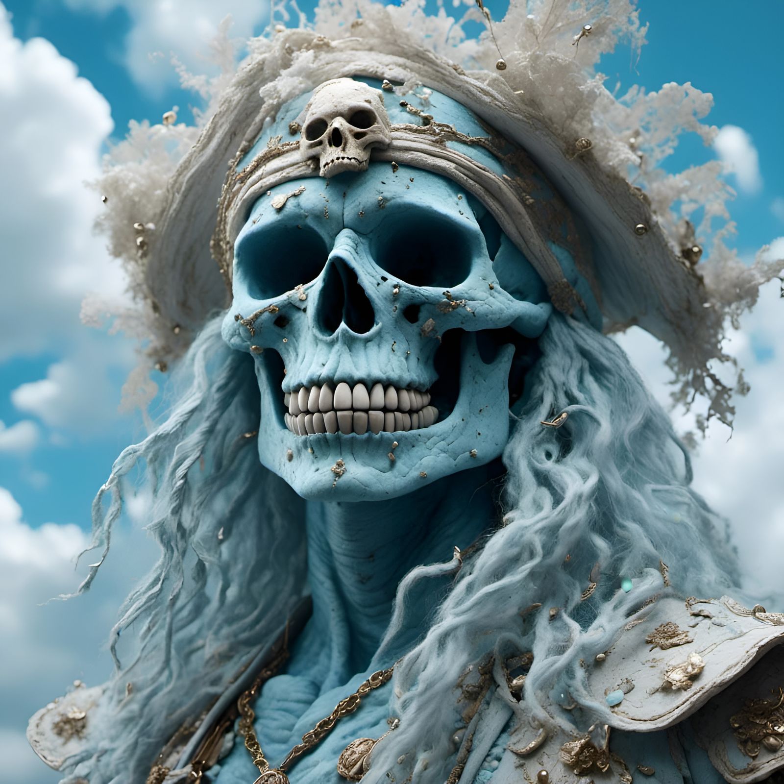 Rococo Pirate Monster Portrait in Pastel Colors