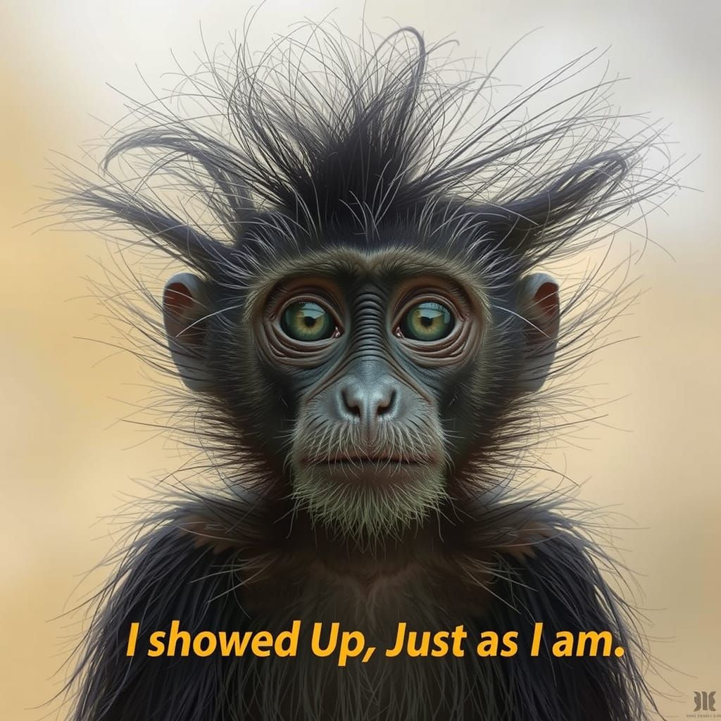 Monkey With Spiky Hair Looks Directly At Viewer