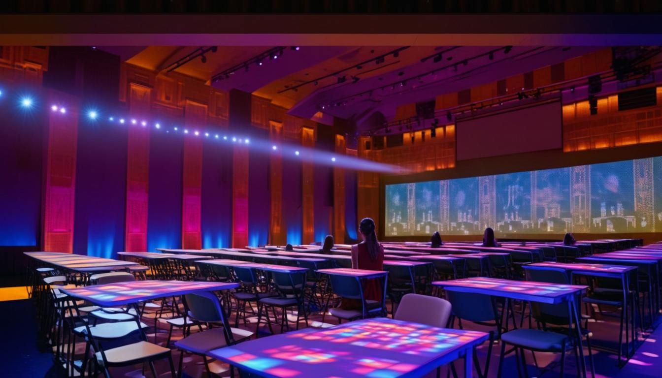 Dramatic Stage Scene with Female Models: Cinematic Film Stil...