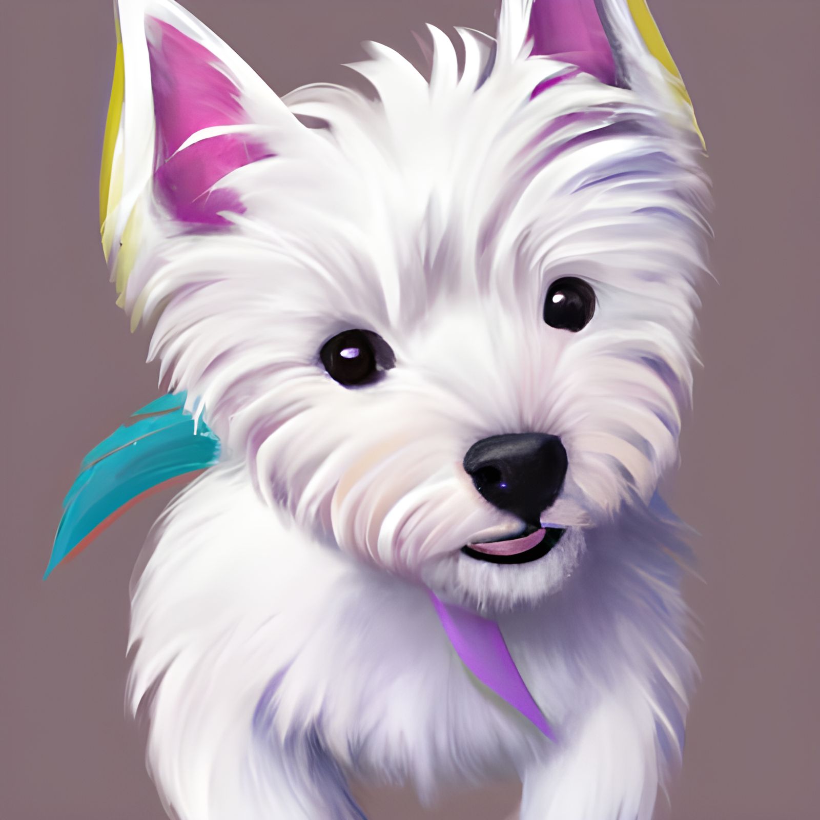 West Highland Terrier Puppy in Kawaii Anime Style