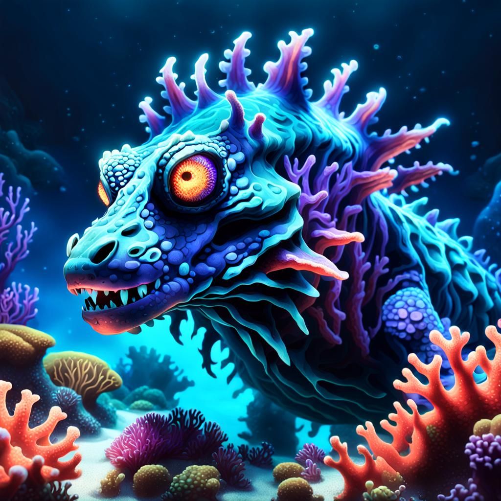 Fantastical Coral-Maw Hound Emerges from the Ocean Floor