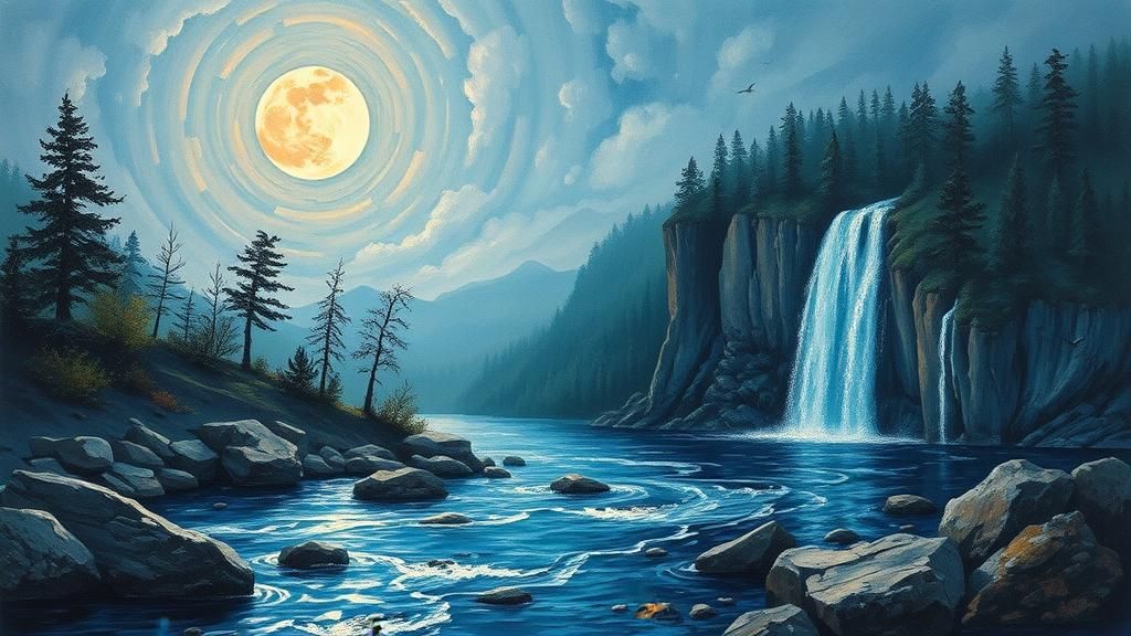 Eerie Moon River in Impasto Heavy Metal Style