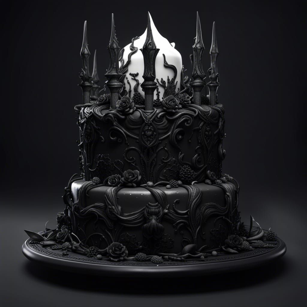 Gothic Black and White Cake: Detailed Matte Painting