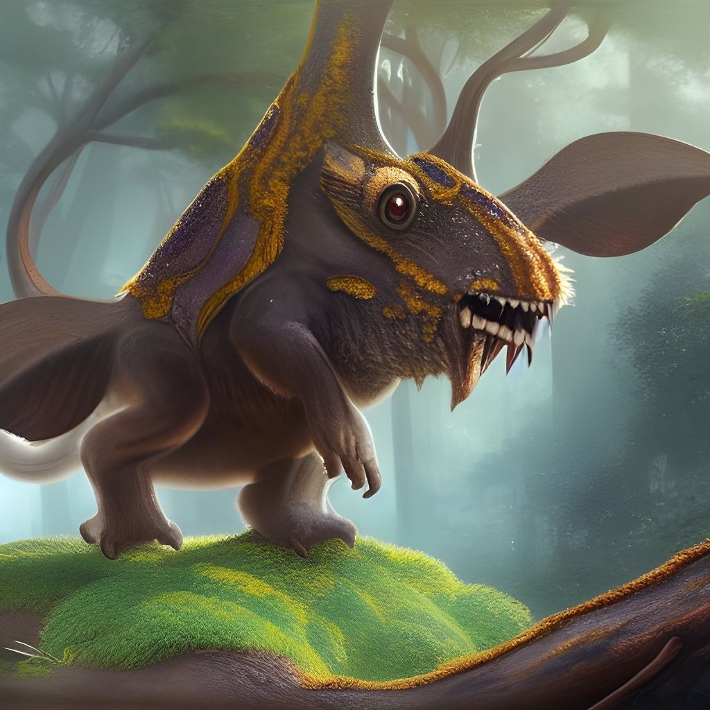 Mystical Cute Creature in Detailed Forest
