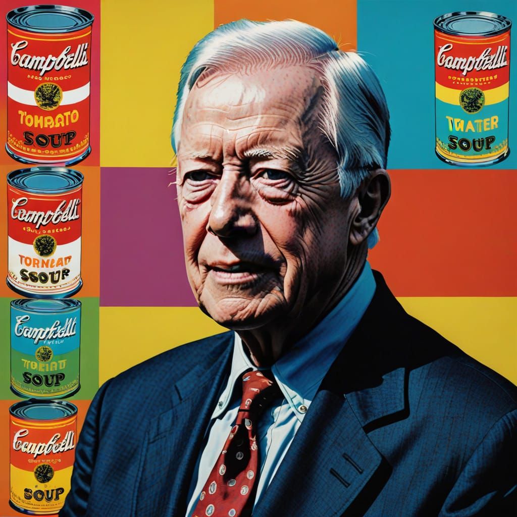 Andy Warhol-Inspired Portrait of Jimmy Carter in Bold Pop Ar...