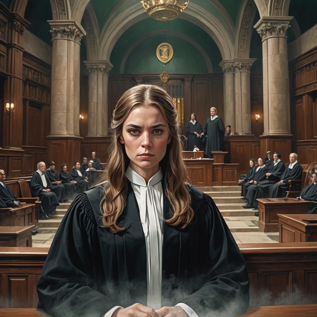 Caucasian Barrister Advocates for Justice: Hyperreal Matte P...