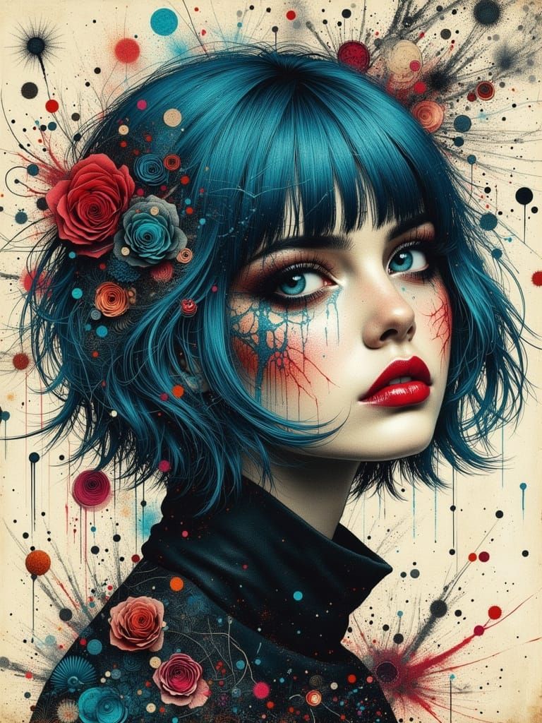 Gothic Abstract Portrait of a Sad Woman