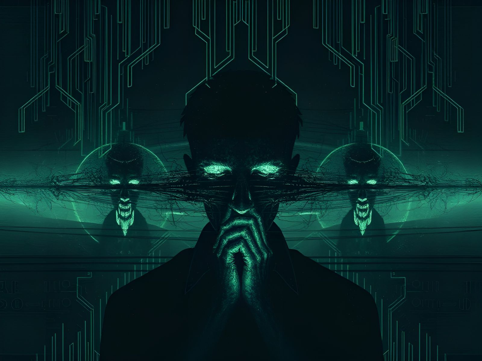 Nightmarish Corrupted Figures in Glitched Layers