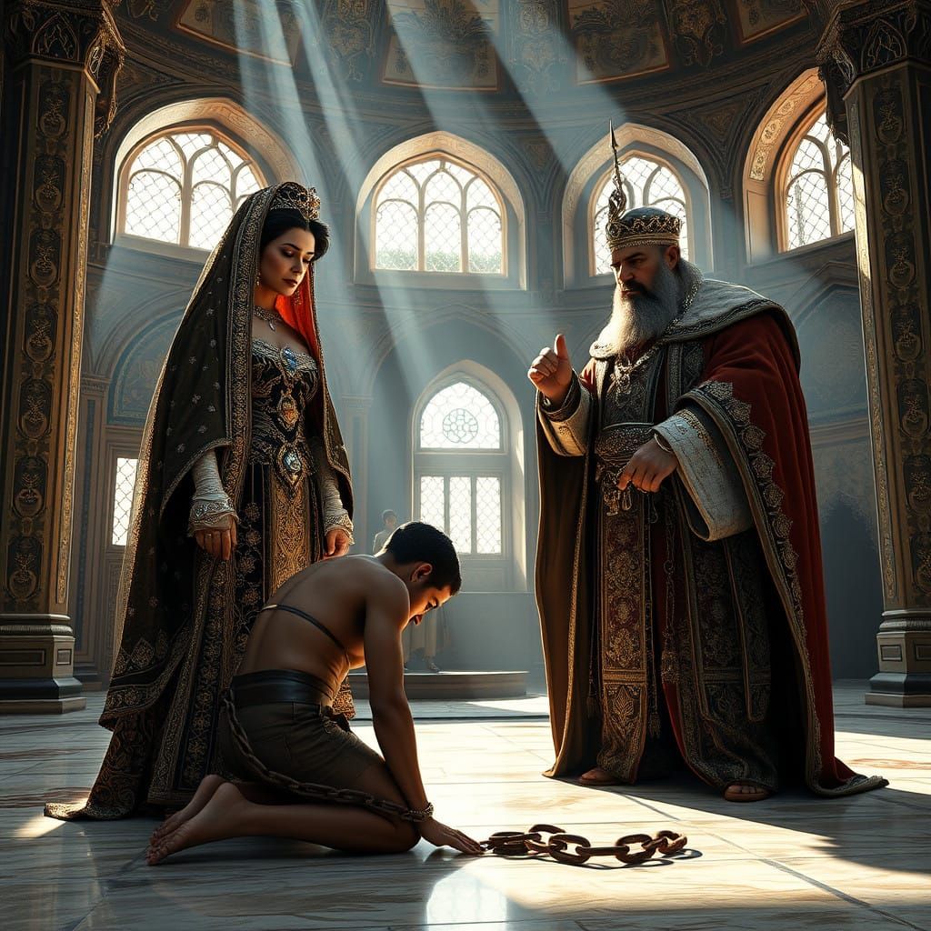 Sultana Hyam and Sultan Suleiman Confront a Subdued Ibrahim...