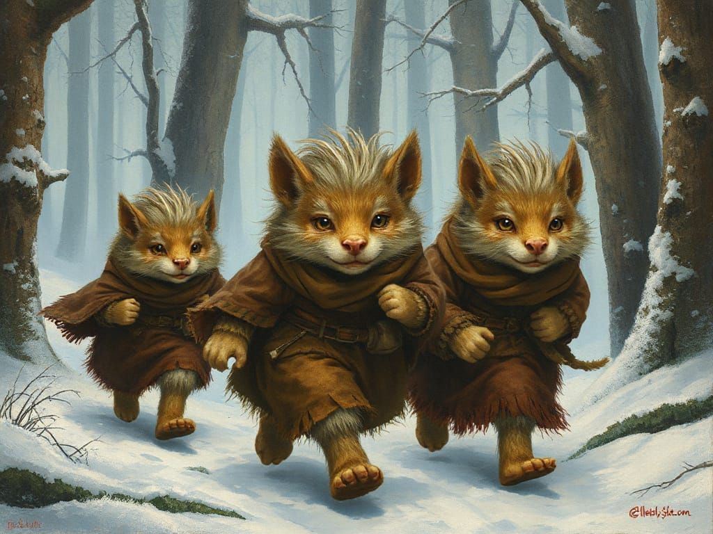 Hairy Creatures Running Through the Snow 2