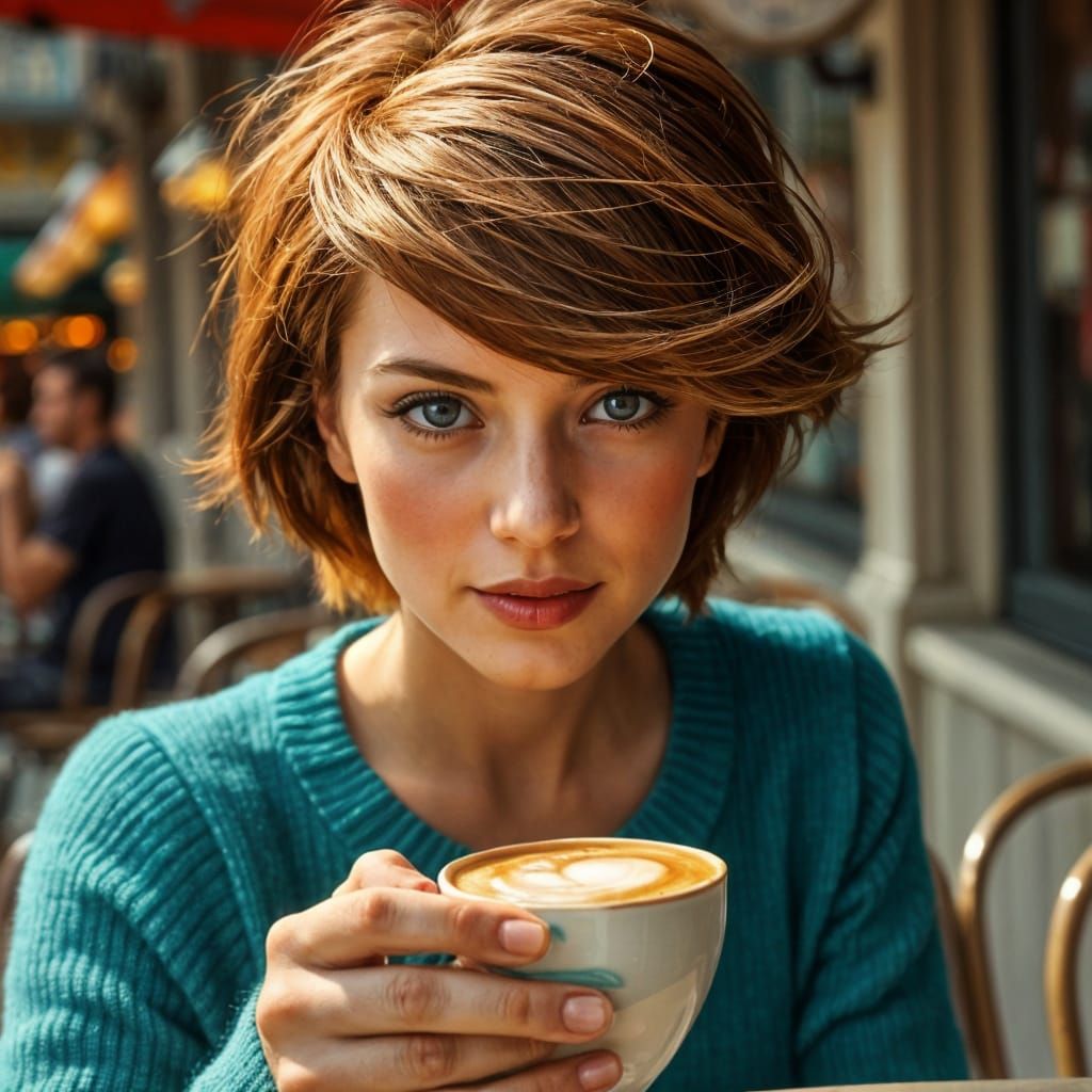 Cafe Latte: Art Nouveau Portrait of a Woman