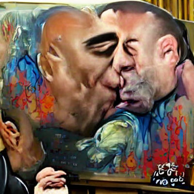 Joe Rogan Obama Kissing: Detailed Painting