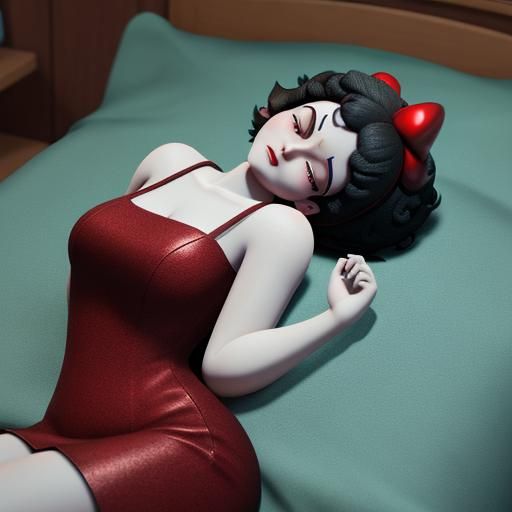 Betty Boop Sleeping: 3D Rendered Art