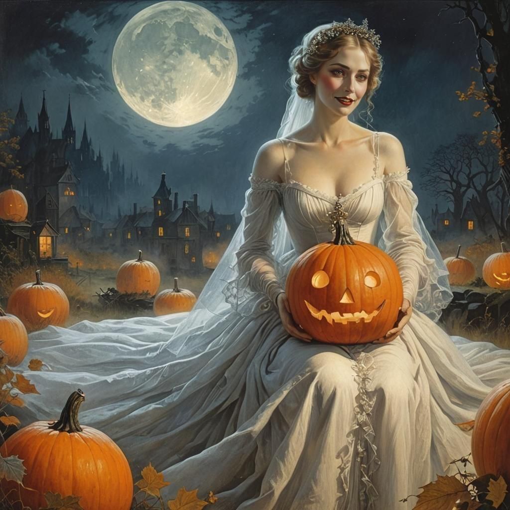 Noir Night: Lady in White Dress as Painting