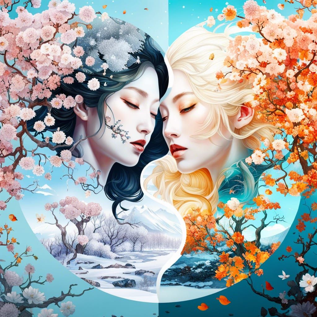 Yin Yang Seasons: Manhwa Double Exposure Photography