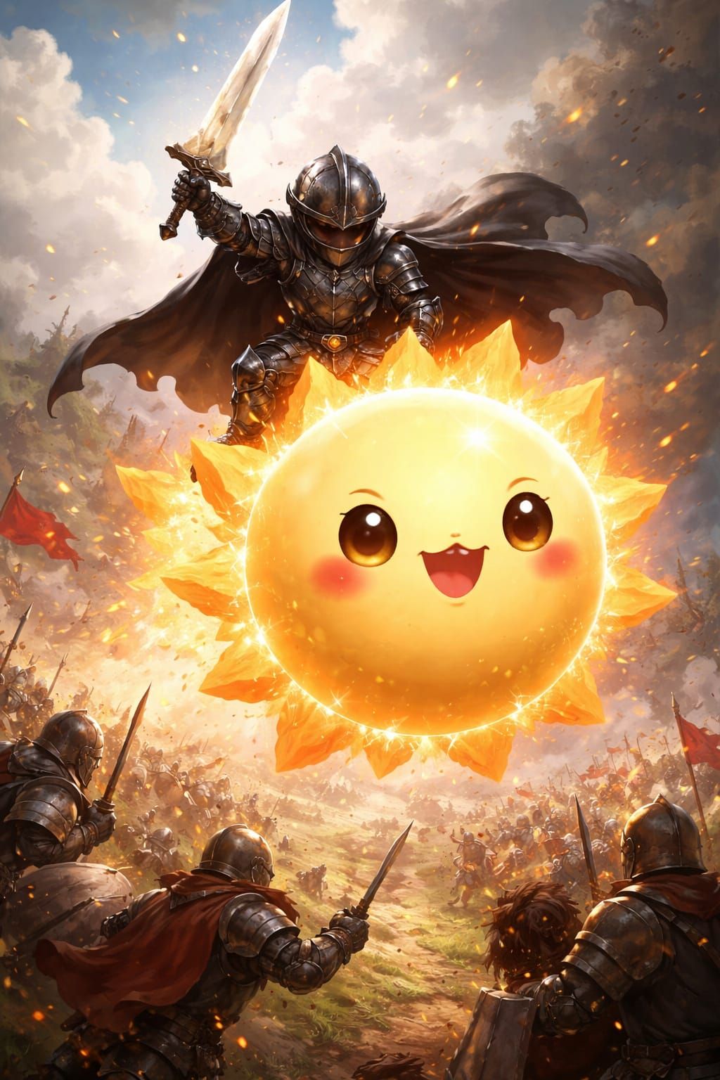 Knight Rides Anthropomorphic Sun into Battle