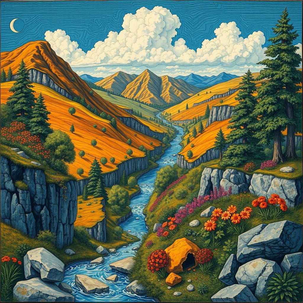 Detailed Landscape in the Style of Albrecht Durer