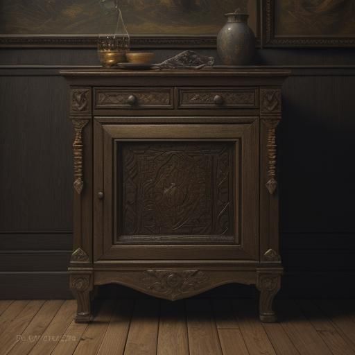 Ornate Wooden Chest in Dutch Master Still Life