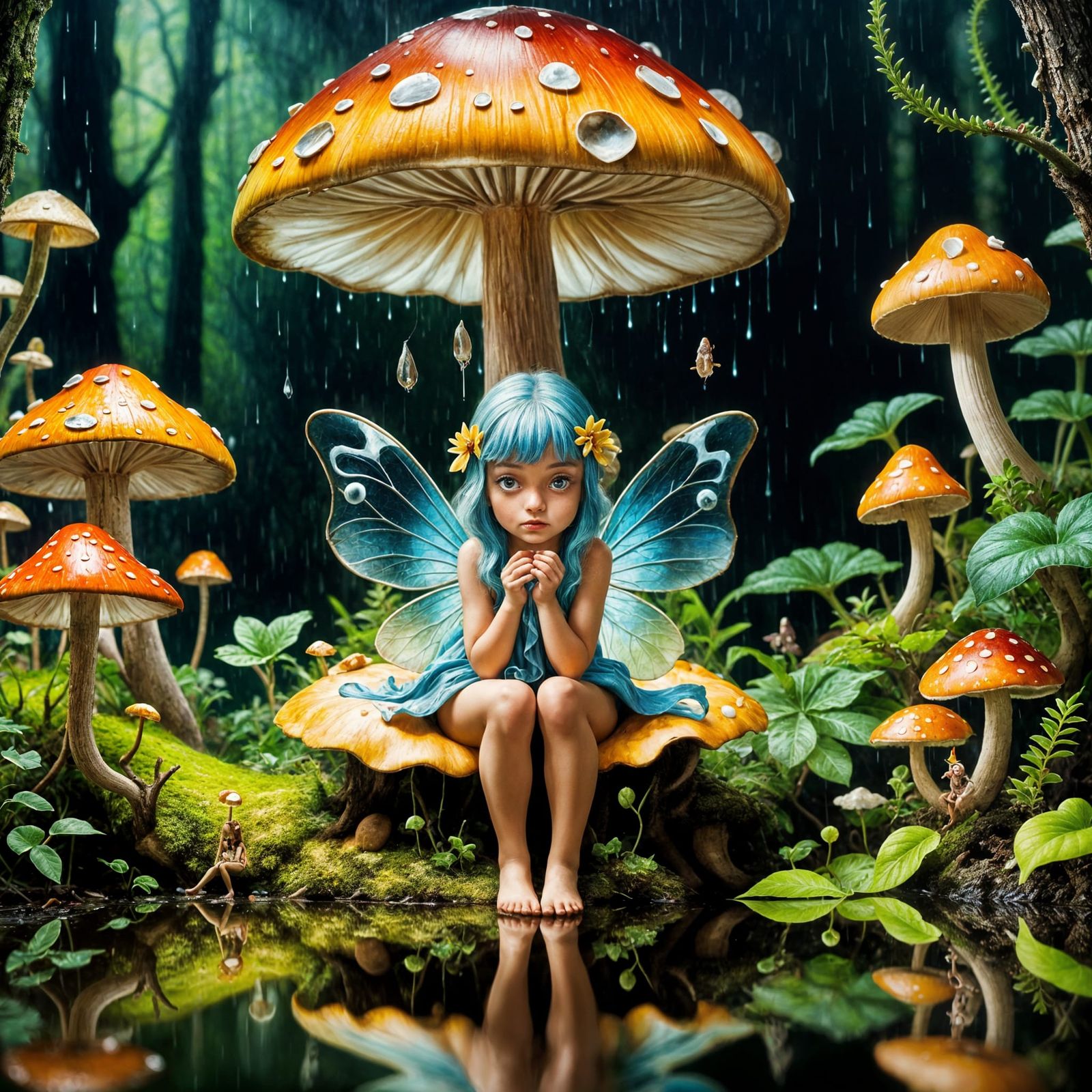 Fairy Shelters from Rain in Surreal Macro Photograph