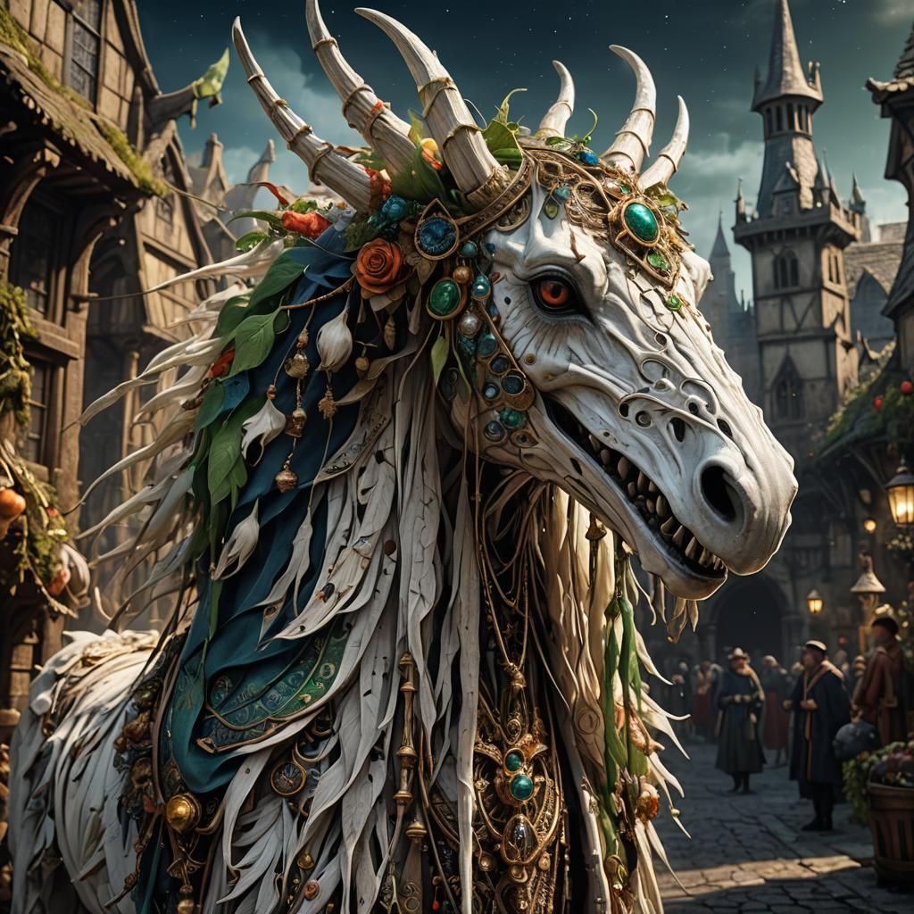 Detailed Mari Lwyd Concept Art in 8K