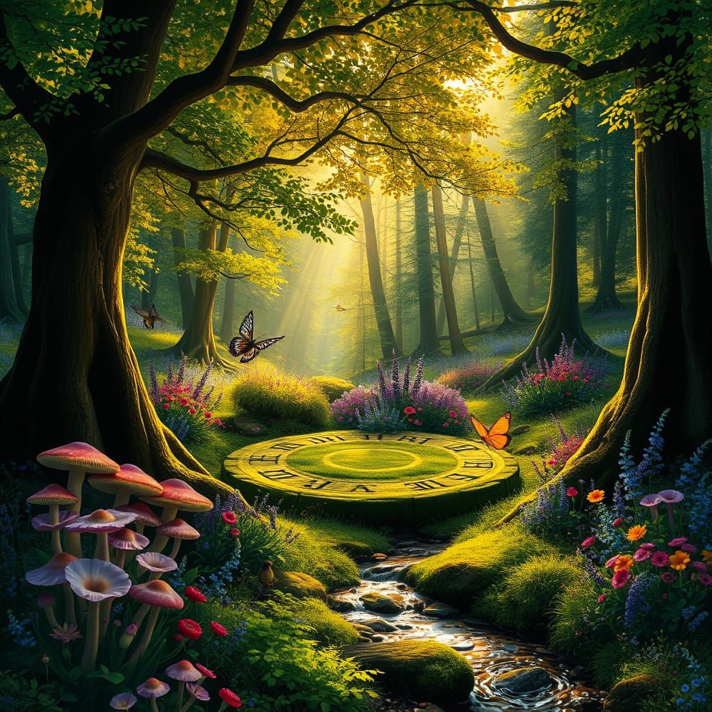 Enchanted Forest Clearing with Glowing Flora