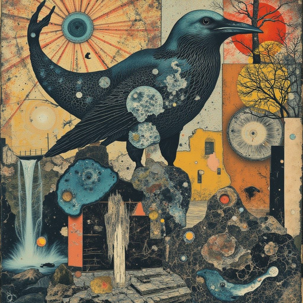 Winged Whale Bird Hybrid in Surrealist Style