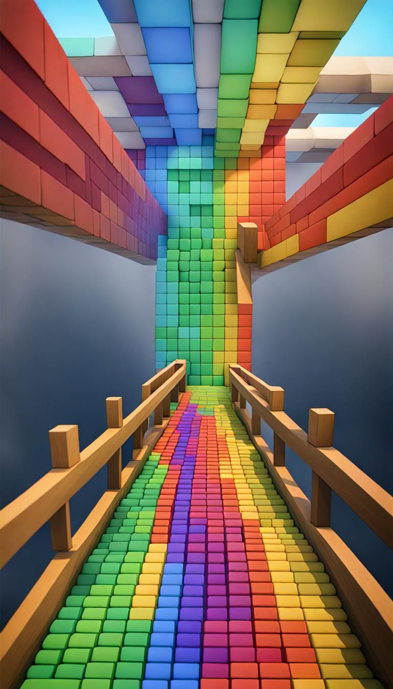 Blocky Bifrost Bridge Digital Art
