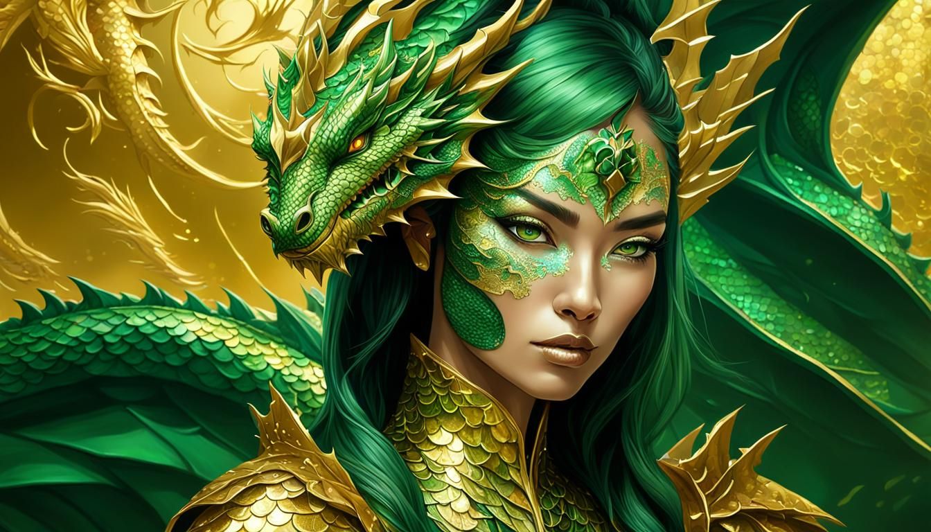 Hybrid Dragon Woman Portrait in Detailed Digital Art