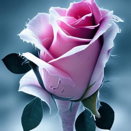 Hyperrealistic Frozen Rose Splash Art