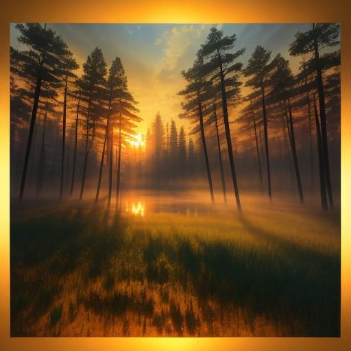 Mystical Forest Sunset: Epic Digital Matte Painting