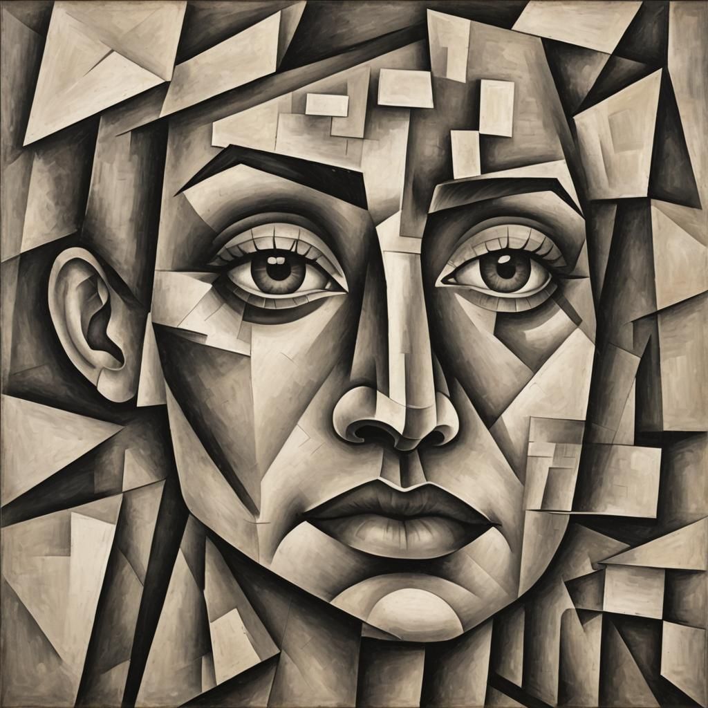 Abstract Cubist Composition in Geometric Style
