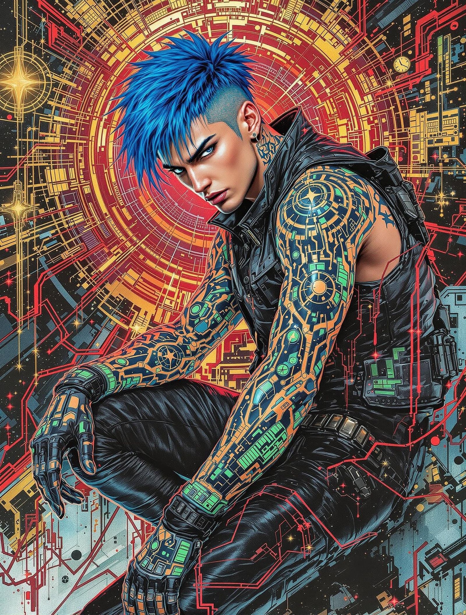 Ice Blue Skar - Cyber Anarchist Warrior