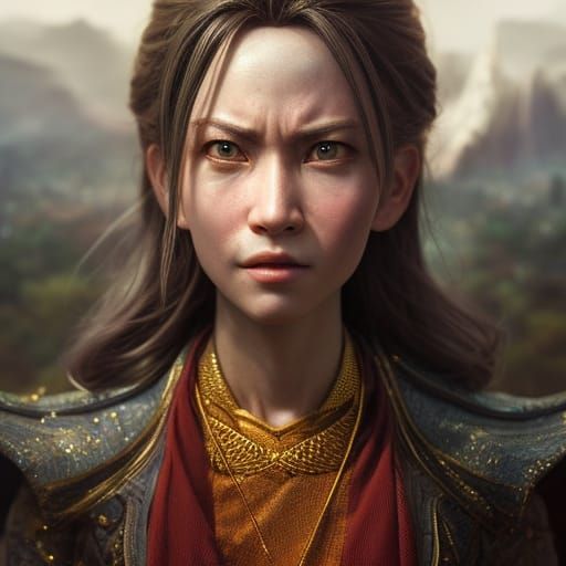 Chibi Gnome Girl Portrait in Pop Art Style