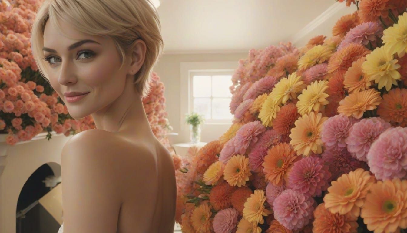 Enchanted Pixie Surrounded by Vibrant Blooms