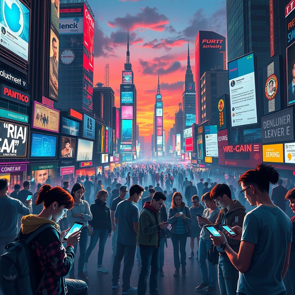 Futuristic Cityscape in Cyberpunk Style