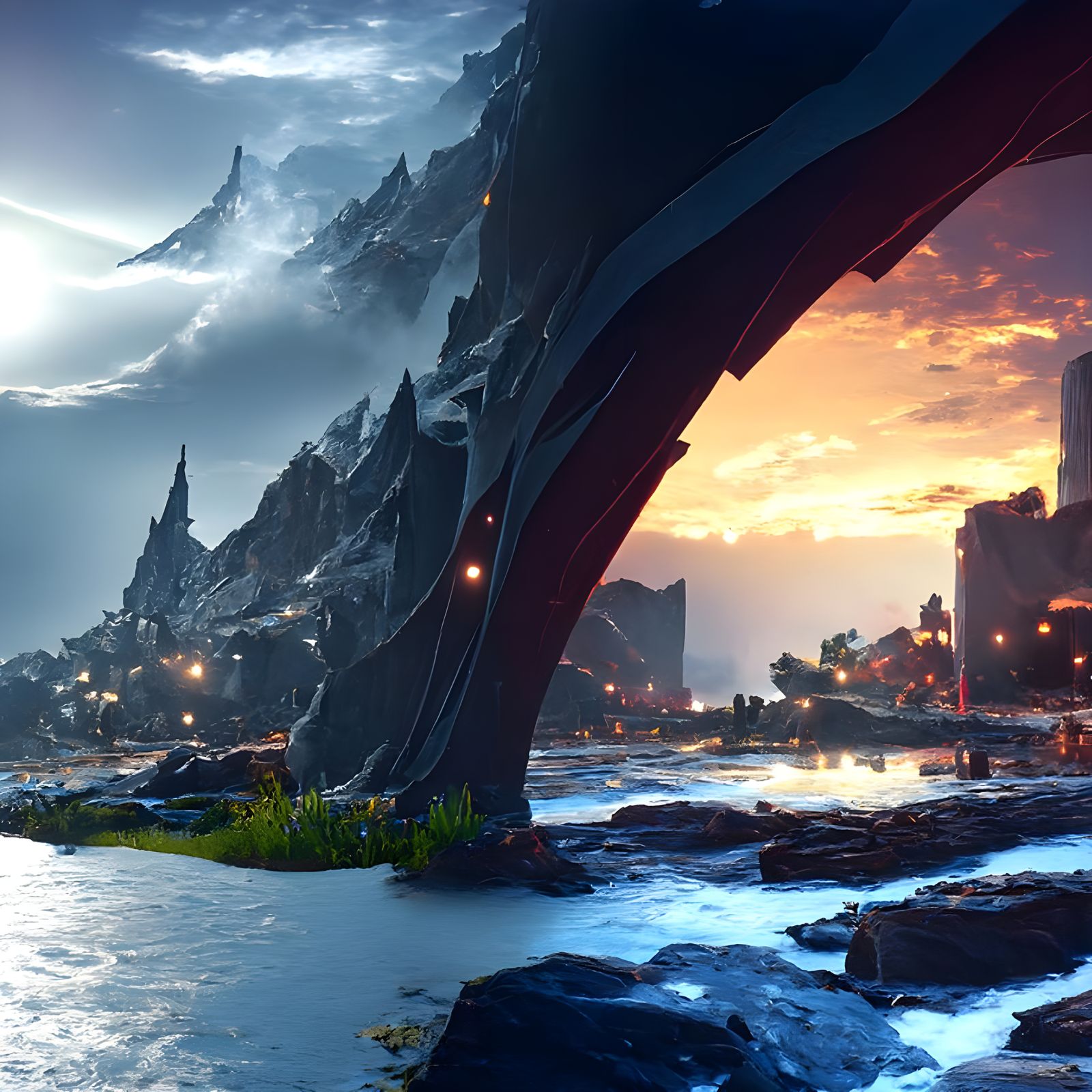 Night and Day Collide: Epic Fantasy Landscape
