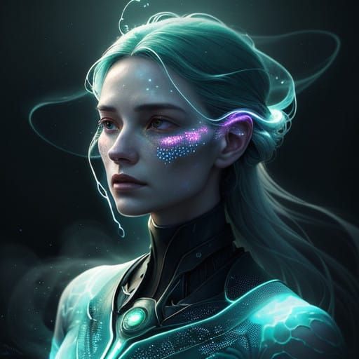 Dreamlike Elegance: Ethereal Woman in Glowing Mist